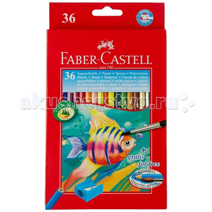 

Faber-Castell Акварельные карандаши Рыбки с кисточкой 36 шт., Акварельные карандаши Рыбки с кисточкой 36 шт.