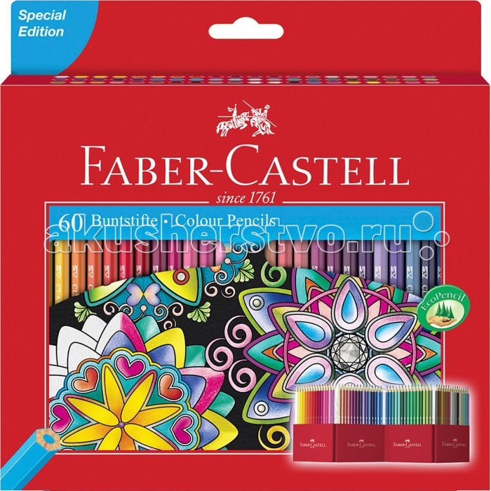 Карандаши, восковые мелки, пастель Faber-Castell Цветные карандаши Замок в картонной коробке 60 шт. точилка, Карандаши, восковые мелки, пастель - артикул:303066 Карандаши, восковые мелки, пастель Faber-Castell Цветные карандаши Замок в картонной коробке 60 шт. точилка, Карандаши, восковые мелки, пастель - артикул:303066