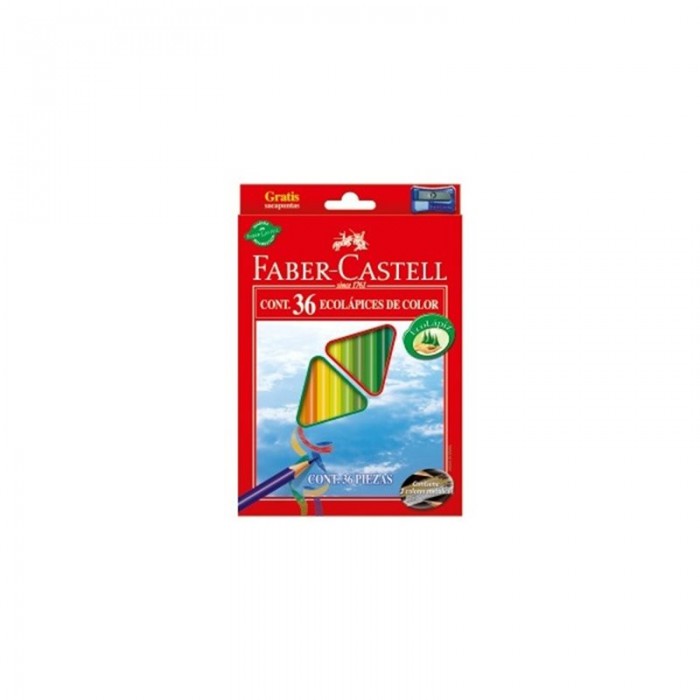 

Faber-Castell Цветные трёхгранные карандаши Eco в картонной коробке 36 шт. точилка, Цветные трёхгранные карандаши Eco в картонной коробке 36 шт. точилка
