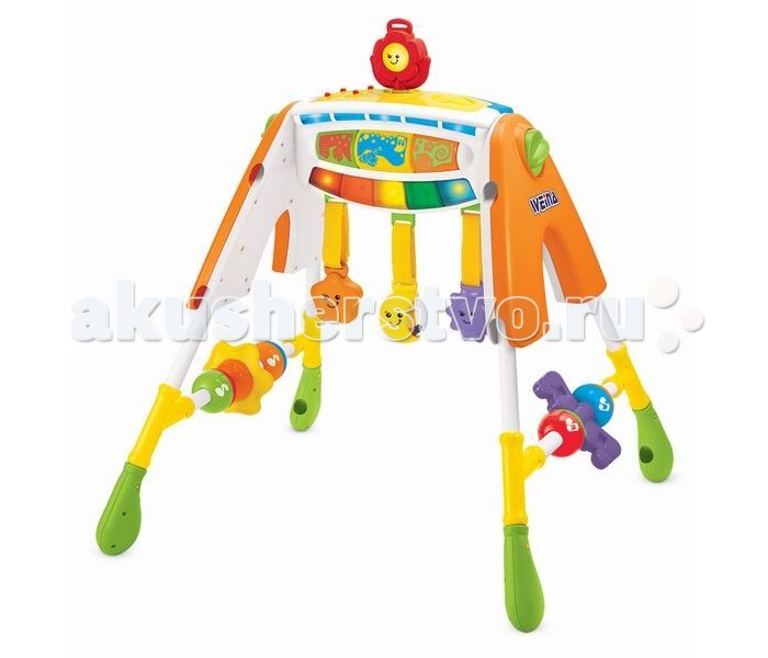 Игровой центр Weina Многофункциональный 4 в 1Многофункциональный 4 в 1 Игровой центр Weina Многофункциональный 4 в 1Многофункциональный 4 в 1Многофункциональный развивающий центр для малыша 4 в 1 со звуковыми и световыми эффектами для самых маленьких. Эта многофункциональная игрушка включает: музыкальную карусель, ночник, музыкальный центр с игрушками (можно менять), клавиатуру. Музыкальная карусель и ночник Для новорожденного. Приятная музыка музыкальной карусели и не яркий свет помогут успокоить малыша и настроят на сон. Конструкция может крепиться к кроватке или стоять отдельно. Игровой музыкальный центр Для малышей от 3 месяцев. Музыкальный центр представляет собой турник, на котором располагаются различные игрушки. Их можно рассматривать и трогать. Также можно включить функцию музыки. Клавиатура Когда ребенок научится хорошо сидеть, игрушку можно преобразовать в музыкальную клавиатуру. При нажатии на кнопки будет звучать музыка, включатся световые эффекты. Игрушка прослужит долгое время, пока растет ребенок. Особенности: Подходит для детей от рождения Включает в себя 4 функции Музыкальная карусель может крепиться к кроватке или стоять на полу Преобразуется в клавиатуру Для работы нужны 3 батарейки AA (1.5 В), не входят в комплект<br>
