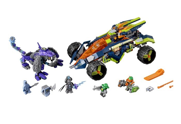 Конструктор Lego Нексо Вездеход Аарона 4x4 598 элементовНексо Вездеход Аарона 4x4 598 элементов Конструктор Lego Нексо Вездеход Аарона 4x4 598 элементовНексо Вездеход Аарона 4x4 598 элементовКонструктор Lego Нексо Вездеход Аарона 4x4 598 элементов 70355 – это уникальное сочетание всего того, что так нравится мальчикам: эпохи рыцарей и эры роботов и технологий. Отважный рыцарь Аарон вместе со своим верным роботом несется на своей боевой машине в атаку – впереди приготовились к бою каменные демоны, каменный солдат и Брикстер. Казалось бы, мощных и обычных врагов больше в два раза, но храбрый Аарон так не думает, ведь его необычный транспорт оборудован несколькими пушками, которые изменяют свое положение, поднимаясь над корпусом машины, массивными колесами; автомобиль имеет большой дорожный просвет и хорошо защищенную кабину пилота. В набор входит оранжевый сепаратор деталей для удобства сборки.<br>