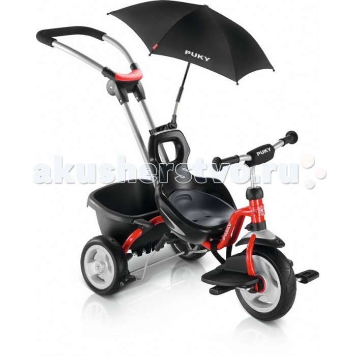 Велосипед трехколесный Puky CAT S2 CeetyCAT S2 Ceety Велосипед трехколесный Puky CAT S2 CeetyCAT S2 CeetyТрехколесный велосипед Puky CAT S2 Ceety – стильный, комфортный и функциональный трехколесный велосипед с родительской ручкой для детей от 2 до 4 лет. Трехколесные велосипеды PUKY® производятся только в Германии с 1949 года, чем обеспечивается их гарантированно высокое качество. Их дизайн и эргономика продуманы до мелочей, поэтому ребенку легче всего начинать кататься на Puky. Особенности: Трехколесный велосипед Puky CAT S2 Ceety - это облегченная версия самого продвинутого велосипеда Puky CAT S6 Ceety для более взрослых детей от 2 до 4 лет. Широкая колесная база и пониженный центр тяжести обеспечивают велосипеду максимальную устойчивость на дороге. Благодаря миниатюрной геометрии и близкому расположению педалей, ребенок может самостоятельно управлять велосипедом уже с 2 лет. Родительская ручка не поворотная, зато абсолютно надежная. Поворот велосипеда осуществляется при наклоне его с помощью ручки назад. Надежность ручки позволяет выполнять такие маневры безо всяких усилий. Родительская ручка с удобной рукояткой регулируется по углу наклона с помощью надежного узла и легко снимается. Трехколесный велосипед Puky CAT S2 Ceety имеет премиальные безвоздушные литые шины (мягкий ПВХ) с плавным и бесшумным ходом. Можно установить свободный ход вращения рулевого колеса, заблокировать руль или ограничить угол поворота руля. Для ребенка есть специальный ручной тормоз с эргономичной ручкой. Чтобы остановиться, нужно просто потянуть ручку тормоза на себя. В комплекте поставки: объемный черный кузов-самосвал с фиксатором, эргономичная подставка для ножек. Модель Puky CAT S2 Ceety 2016 года значительно улучшена: - Новая эргономичная, более округлая форма сиденья - Новые увеличенные педали - Увеличена надежность и безопасность родительской ручки (не телескопическая) - Новая эргономичная рукоятка тормоза - Увеличенный кузов-самосвал - Новая эргономичная подставка для ног DF-1 - Поставляется с зонтиком от солнца Особенности: На рост от 90 до 104 см Премиальные безвоздушные шины ПВХ (переднее колесо ∅225/65 мм, задние по ∅180/50 мм) Безопасные ручки на руле Родительская ручка съемная, регулируется по высоте и углу наклона (не поворотная!) Анатомическое сиденье с высокой спинкой, регулируется и складывается Регулировка положения сиденья на 6,5 см Эргономичная ручка тормоза рядом с сиденьем ребенка (привод на задние колеса) Свободный обратный ход педалей Блокировка руля Блокировка педалей переднего колеса Блокировка задних колес Низкий центр тяжести как гарантия против переворачивания ребенка на велосипеде Новые увеличенные педали Кузов-самосвал с надежным фиксатором Новая эргономичная подставка для ножек Максимальная нагрузка 25 кг Общие размеры: (дхшхв) 77 х 48 х 24 см Размеры колес: диаметр передних/задних 225/180 мм Вес: 7.9 кг (в коробке - 8.7 кг) Разработано и произведено в Германии Ключи для сборки входят в комплект поставки<br>
