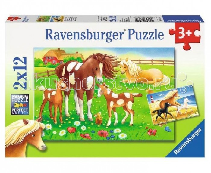 

Ravensburger Пазл Красивые лошадки 2х12 элементов, Пазл Красивые лошадки 2х12 элементов