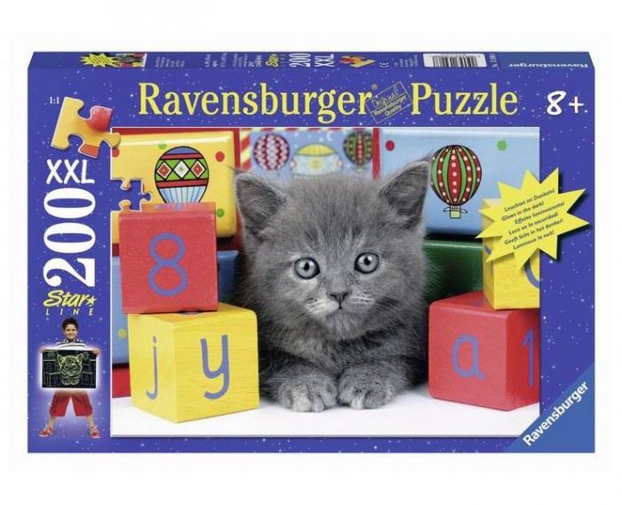 фото Ravensburger пазл светящийся котенок с кубиками 200 шт