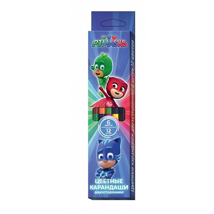 Карандаши, восковые мелки, пастель Герои в масках (PJ Masks) Карандаши цветные: двухсторонние 6 шт./12 цветов free shipping 5pcs dust masks protection face prevent mist haze pm2 5 mouth masks with exhalation valve