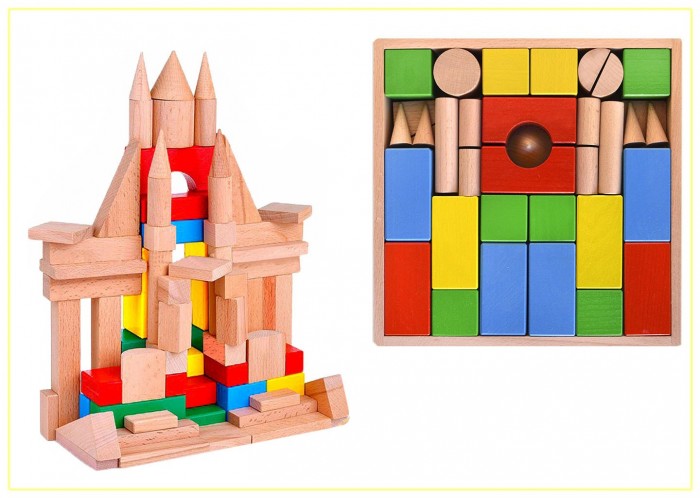 фото Деревянная игрушка престиж-игрушка конструктор (70 деталей) цветной