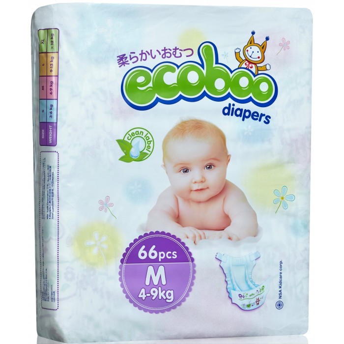 Подгузники Ecoboo Подгузники M (4-9 кг) 66 шт. подгузники