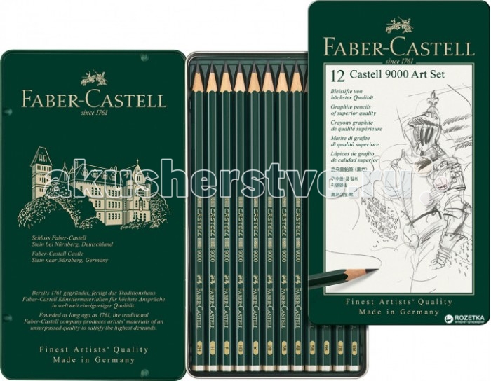 Карандаши, восковые мелки, пастель Faber-Castell Чернографитовый карандаш Castell 9000 Art Set 12 шт. faber castell 48colors water colored pencil set lapis de cor profissional brand safety non toxic prismacolor color pencils