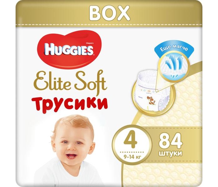 

Huggies Подгузники-трусики Elite Soft 4 (9-14 кг) 84 шт., Подгузники-трусики Elite Soft 4 (9-14 кг) 84 шт.