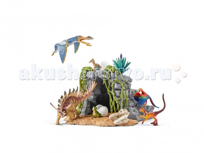 Schleich Игровой набор Пещера ДинозавровИгровой набор Пещера Динозавров Schleich Игровой набор Пещера ДинозавровИгровой набор Пещера ДинозавровSchleich Игровой набор Пещера Динозавров произведет впечатление на каждого и ребенка и увлекающегося коллекционера. Особенности: Красочные фигурки имеют реальное сходство с вымершими животными, приятны на ощупь и безопасны для игр детей. Динозавры Schleich выполнены из качественного каучукового пластика, который безопасен для детей. Элементы приятны на ощупь, каждая игрушка выполнена с особенной тщательностью и вниманием к деталям. Игрушки раскрашиваются вручную, имеют оригинальную текстуру. Набор продается в подарочной коробке. Набор Schleich станет прекрасным приобретением для всех поклонников динозавров, с которыми будет интересно устраивать увлекательные игры и наслаждаться красочными фигурами доисторических животных. В комплекте: 6 фигурок динозавров пещера тропические растения.<br>