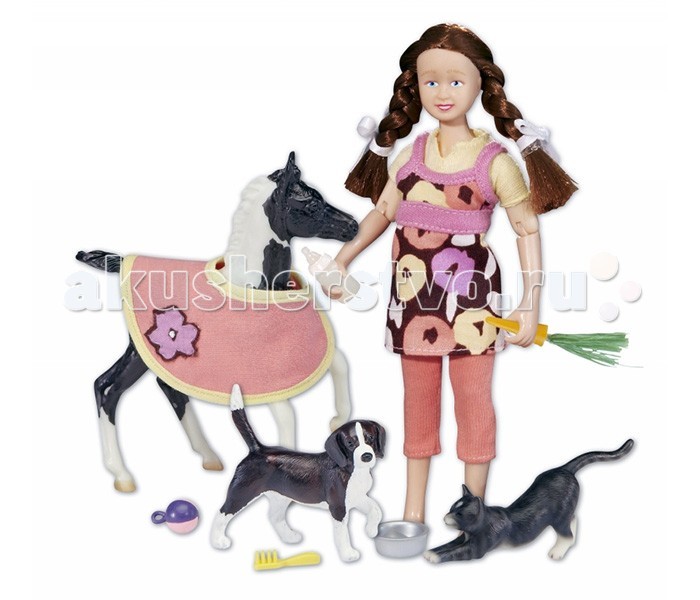 Breyer Набор Кукла Лора с домашними животнымиНабор Кукла Лора с домашними животными Breyer Набор Кукла Лора с домашними животнымиНабор Кукла Лора с домашними животнымиПомимо игровых и коллекционных моделей лошадей Breyer разработали целый ряд разнообразных аксессуаров, позволяющих сделать игру еще более интересной и увлекательной, и создавать целые сценки из жизни любимых лошадок на полке у ребенка. Набор Кукла - няня для домашних животных научит Вашего ребенка ухаживать за домашними животными, а аксессуары, входящие в набор, сделают его игру разнообразнее и интереснее. Набор совместим с другими моделями серии Classic. В набор входят: Жеребенок в попоне Кукла Щенок бигля Котенок Аксессуары Все изготовлено из высококачественных материалов, экологично и абсолютно безопасно. Рекомендовано детям от 4-х лет. Масштаб 1:12 Размер куклы 15 см Размер жеребенка 12 см<br>