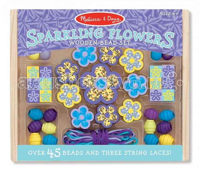 

Melissa & Doug Набор бусин Сияющие цветы, Набор бусин Сияющие цветы