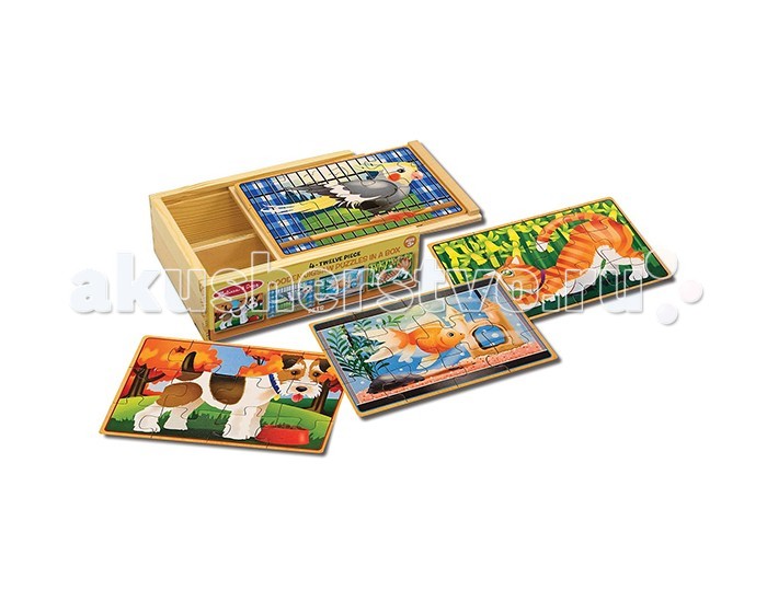 фото Melissa & doug деревянные пазлы домашние животные в коробке