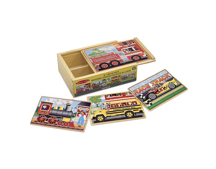 фото Melissa & doug деревянные пазлы транспорт в коробке