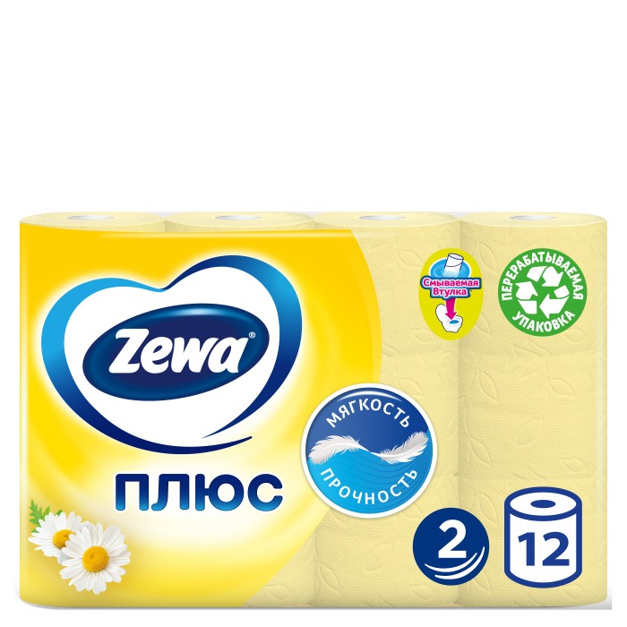 

Zewa Туалетная бумага Плюс Ромашка, 2 слоя, 12 шт., Туалетная бумага Плюс Ромашка, 2 слоя, 12 шт.