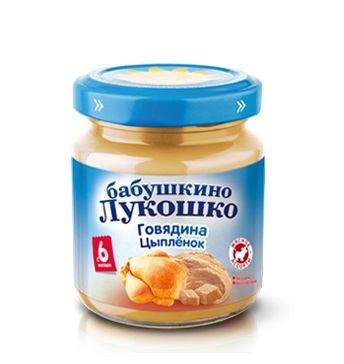 Пюре Бабушкино лукошко Пюре говядина с цыпленком с 6 мес. 100 г