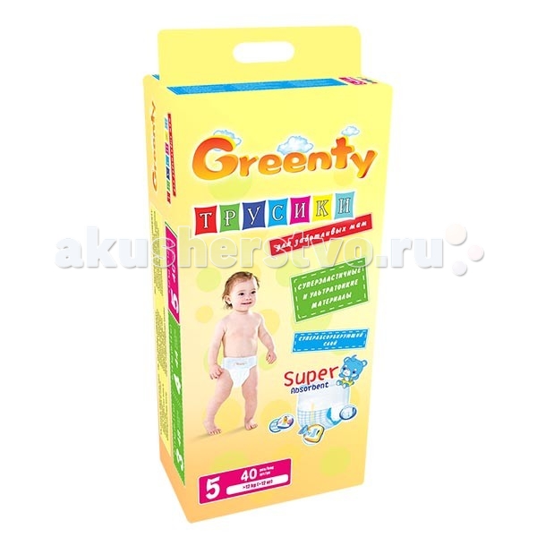 Подгузники-трусики Greenty Подгузники-трусики 5 (12+ кг) 40 шт. подгузники