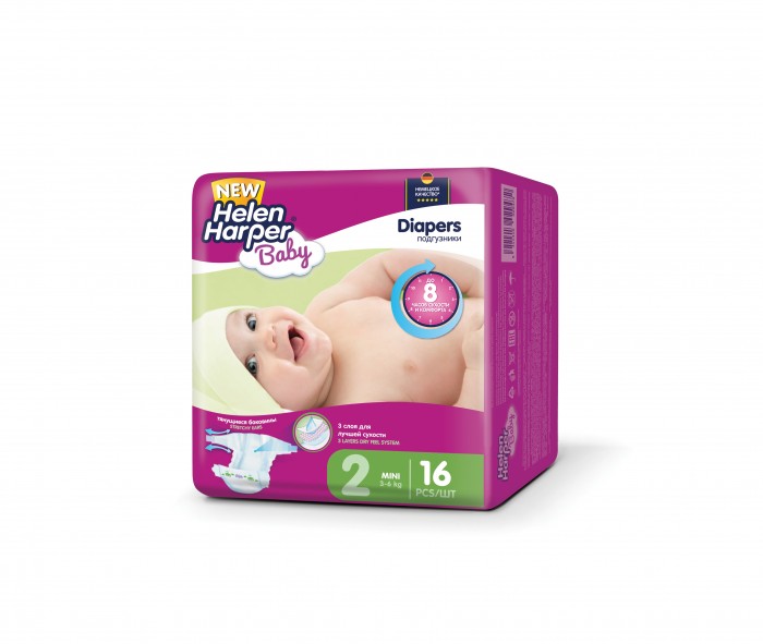 Подгузники Helen Harper Подгузники Baby Mini (3-6 кг) 16 шт. подгузники