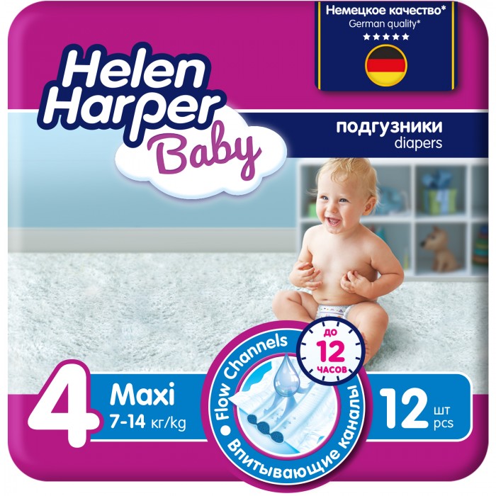 Подгузники Helen Harper Подгузники Baby Maxi (7-14 кг) 12 шт. подгузники