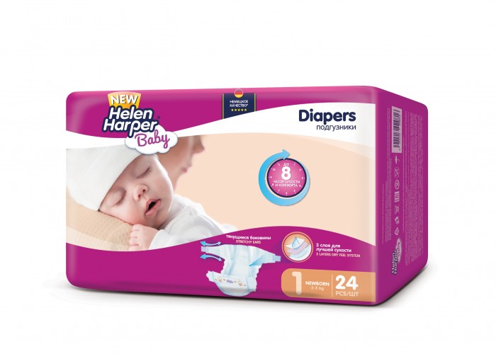 Подгузники Helen Harper Подгузники Baby Newborn (2-5 кг) 24 шт. подгузники