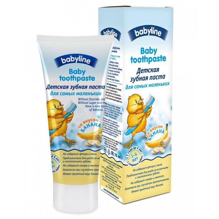 Гигиена полости рта Babyline Детская зубная паста со вкусом Банана 75 мл от 1-4 лет гигиена полости рта brush baby детская зубная щётка от 6 лет