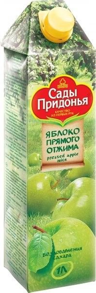 Соки и напитки Сады Придонья Сок яблочный прямого отжима с 3 лет. 1 л