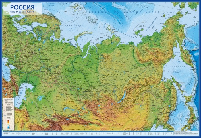 Globen Карта Россия Физическая 116х80 мм