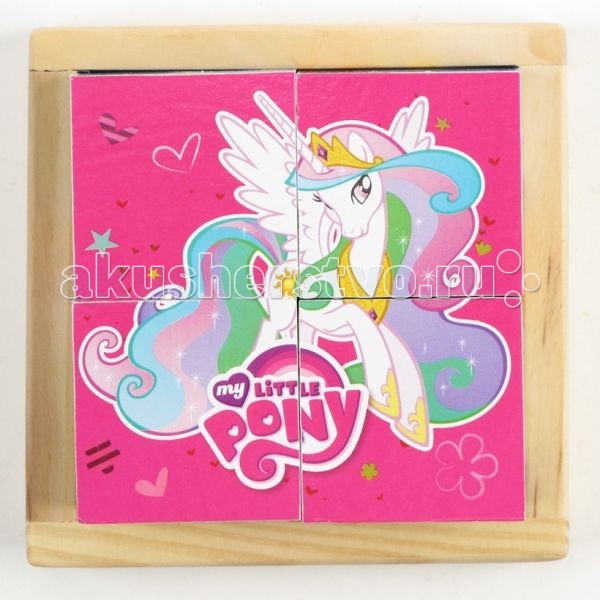 Деревянные игрушки Играем вместе Кубики My Little Pony 4 шт. кубики играем вместе деревянная игрушка играем вместе кубики поезд динозавров