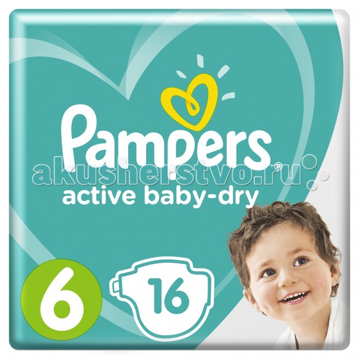 Подгузники Pampers Подгузники Active Baby-Dry Extra Large р.6 (13-18 кг) 16 шт.
