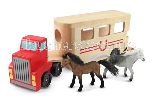 

Деревянная игрушка Melissa & Doug Машинка для перевозки лошадей