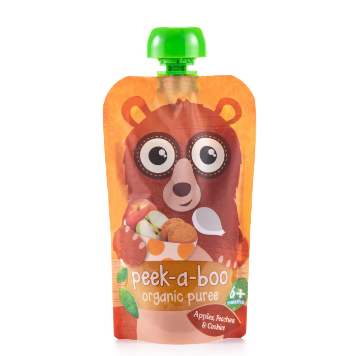 Пюре Peek-а-boo Пюре органическое фруктовое из яблок, персиков со вкусом печенья с 6 мес. 113 г