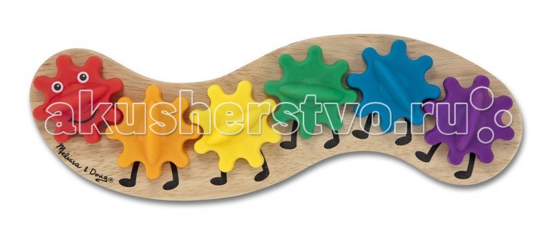

Деревянная игрушка Melissa & Doug Первые Навыки Развивающая гусеница с шестеренками, Первые Навыки Развивающая гусеница с шестеренками