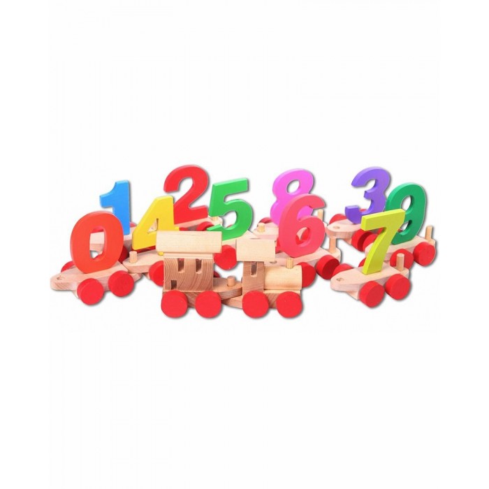 фото Деревянная игрушка Paremo паровозик с цифрами в пакете