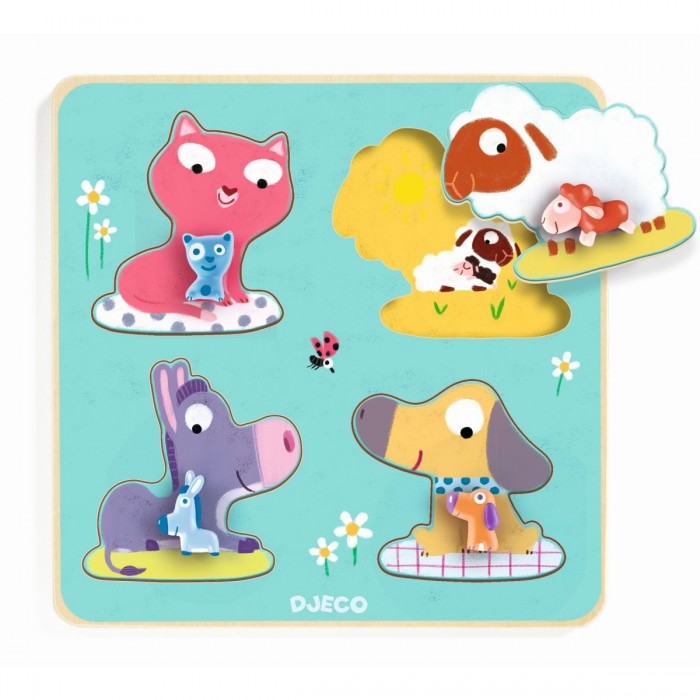 

Деревянная игрушка Djeco Рамка-вкладыш Мамы на ферме, Рамка-вкладыш Мамы на ферме