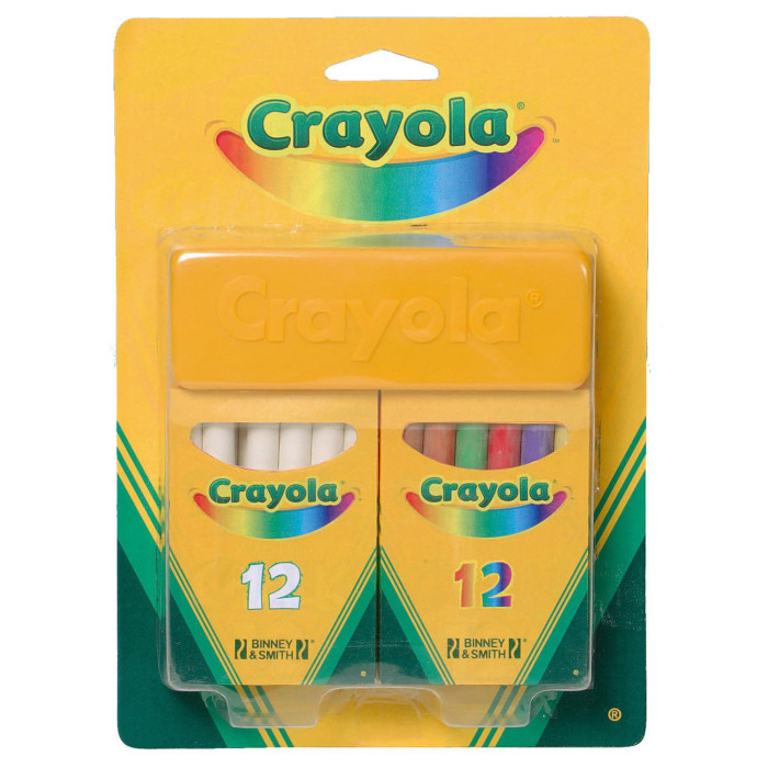 Мелки Crayola Набор из 12 белых и 12 цветных мелков
