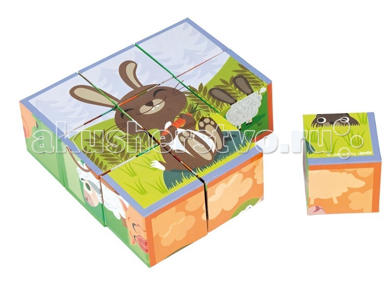 фото Развивающая игрушка janod кубики домашние животные 9 элементов