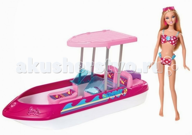 Barbie Кукла Барби с катеромКукла Барби с катером Barbie Кукла Барби с катеромКукла Барби с катеромBarbie Игровой набор Барби с катером не оставит ни одну девочку равнодушной! Особенности: Катер окрашен в фирменный розовый цвет и вмещает в себя двух кукол. А стоит поднять его переднюю часть, как вы освободите место для еще нескольких кукол, которые удобно расположатся под навесом. В набор входит сама Барби в купальном костюме и со спасательным жилетом. С этим набором ваш ребенок сможет отправиться в увлекательнейшее путешествие и придумать множество интересных приключений! Играя с куклой, малышка разовьет воображение, а также мелкую моторику рук. Ребенок будет очень счастлив, получив куклу Барби с катером и получит от игры массу положительных эмоций!<br>