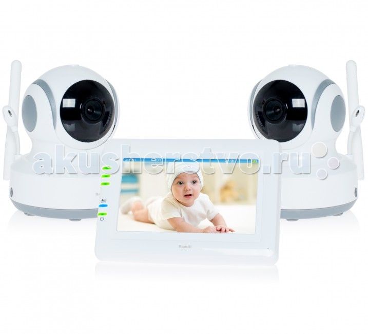 Ramili Видеоняня Baby RV900X2Видеоняня Baby RV900X2 Ramili Видеоняня Baby RV900X2Видеоняня Baby RV900X2Видеоняня Ramili Baby RV900X2 представляет из себя надежное и безопасное устройство для удаленного наблюдения за ребенком, которое обеспечивает стабильную и приватную цифровую связь. Кроме основных характеристик, обеспечивающих стабильный мониторинг, видеоняня оснащена набором дополнительных функций, которые создают особенный комфорт родителям и безопасность для малыша. Видеоняня оснащена системой активации при обнаружении плача (VOX) с настройкой чувствительности, которая позволяет экономить заряд аккумулятора и которую можно отключить для непрерывного мониторинга. Также в видеоняню Ramili встроен «умный» детектор движения, благодаря которому камера, отслеживая движение ребенка, автоматически поворачивается вслед за ним. Так что ваш малыш точно не выйдет из кадра. Особенности: Две камеры в комплекте (два детских блока) Дальность приёма до 300 метров Дисплей 11 см (4,3 дюйма) Двухсторонняя связь Удаленное управление поворотом камеры Активация при обнаружении плача (VOX) с настройкой чувствительности и оповещением Возможен непрерывный мониторинг Световая индикация громкости плача Детектор движения Автоматический поворот камеры за передвижением ребенка Сенсорный экран Ночное видение Система защиты от помех Система преодоления преград Защищенная связь (100% приватность) Цифровой зум Колыбельные мелодии Таймер кормления Термометр измеряет температуру воздуха в детской, значение отображается на экране родительского блока Регулировка яркости экрана Подключение до 4 камер Автоматическое или ручное переключение между камерами Ёмкий аккумулятор внутри родительского блока Оповещение о низком заряде аккумулятора Оповещение о выходе из зоны приёма Возможно крепление на стене любого блока<br>