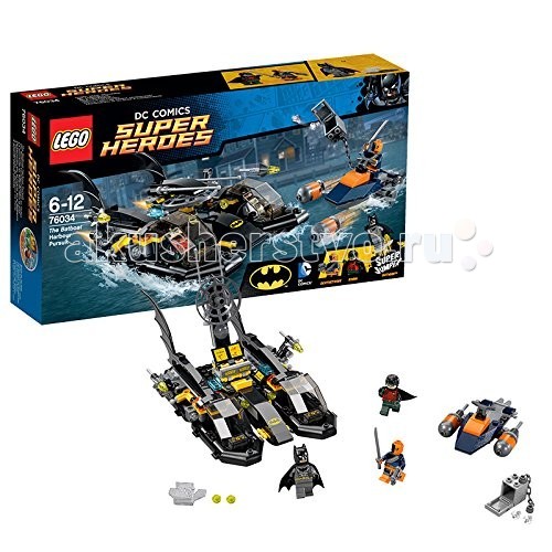 Конструктор Lego Super Heroes 76034 Лего Супер Герои Погон в бухте на БткатереSuper Heroes 76034 Лего Супер Герои Погон в бухте на Бткатере Конструктор Lego Super Heroes 76034 Лего Супер Герои Погон в бухте на БткатереSuper Heroes 76034 Лего Супер Герои Погон в бухте на БткатереКонструктор Lego Super Heroes 76034 Лего Супер Герои Погон в бухте на Бткатере Этот набор из серии Lego Super Heroes® собираетс из 264 деталей и вклчает 3 минифигурки. Злодей Дезстроук похитил из банка бриллианты на кругленьку сумму и пытаетс скрытьс на своём скутере. Бтмен и Робин дежурт на своей лодке в гавани Готма. С помощь современной радарной установки они запеленговали злоде и бросились в погон. Уклонйс от ракет Дезстроука, используй пружинные пушки и ракеты, чтобы повредить его скутер, а когда преследование будет подходить к концу — отстыкуй лодки на воздушной подушке и верни драгоценности владельцам. Дезстроук (Deathstroke) — один из заклтых врагов Бтмена и Робина — получил свои способности после армейского ксперимента, превратившего его в сверхчеловека. Его мозг превращен в компьтер, просчитыващий сильные и слабые стороны противника, он обладает повышенной физической силой, регенерацией, иммунитетом и выносливость. Его брон покрыта прометиумом и непробиваема дл обычного оружи. В набор входт 3 минифигурки: Бтмен, Робин, Дезстроук От лодки отстыковыватс 2 судна на воздушной подушке Лодка вооружена пружинными пушками и ракетами<br>