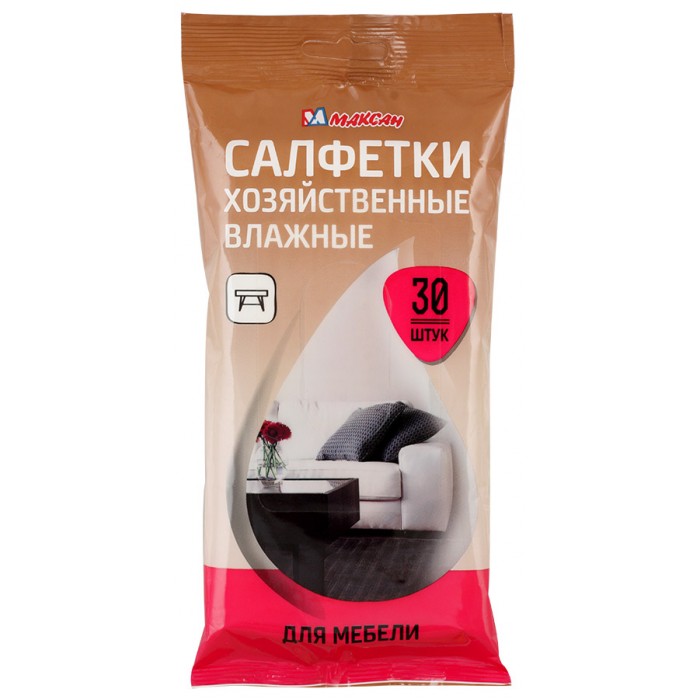 Бытовая химия Максан Влажные хозяйственные салфетки для мебели 30 шт.