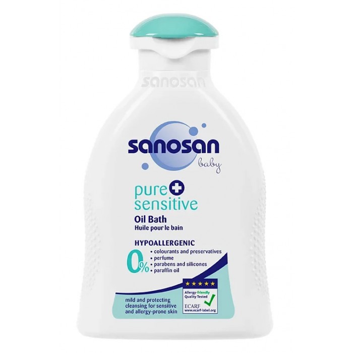 Косметика для новорожденных Sanosan Pure+Sensitive Масло детское для купания малыша 200 мл.