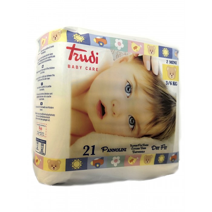 Подгузники Trudi Подгузники детские для новорожденных Mini S (3-6 кг) 21 шт.