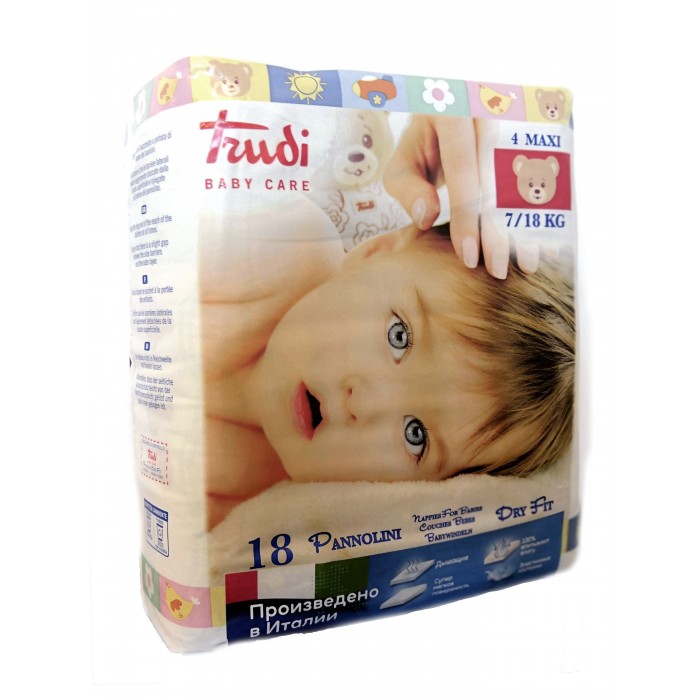 Подгузники Trudi Подгузники детские для новорожденных Maxi М (7-18 кг) 18 шт.