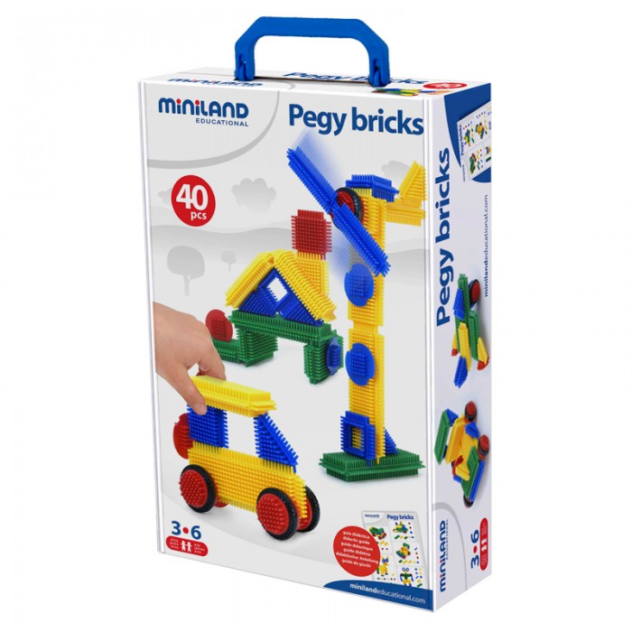 фото Конструктор miniland pegy bricks игольчатый 40 деталей