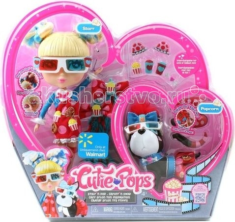 Jada Кукла Cutie Pops Dolls Набор Делюкс Стар с собачкой и аксессуарамиКукла Cutie Pops Dolls Набор Делюкс Стар с собачкой и аксессуарами Jada Кукла Cutie Pops Dolls Набор Делюкс Стар с собачкой и аксессуарамиКукла Cutie Pops Dolls Набор Делюкс Стар с собачкой и аксессуарамиКьюти Попс Делюкс - стильные куколки-сладкоежки, использующие любимые сладости в качестве украшений. Огромные возможности для создания и смены образов: сменные пряди-хвостики, глазки со сказочным макияжем и ресничками в виде сердечек. Одежда со съемными деталями. Все аксессуары пристегиваются с помощью кнопок, которые очень легко прикреплять и снимать. Рост куклы - 26 см, семь подвижных шарнирных соединений - голова, плечи, бедра и колени. Кьюти Попс собачки - гламурные питомцы куколок Кьюти Попс, такие же стильные, как и их хозяйки. Одежду, ошейник и прическу украшают стильные аксессуары на кнопках, которые подойдут также к платью хозяйки. У собачек: стильная прическа и яркие глазки с ресничками-сердечками, сменные ушки и хвостики. Длина собачки - от носика до кончика хвоста - 15 см, высота 12 см, лапки подвижные. В наборе: 1 кукла Кьюти Попс-Делюкс Стар, 1 гламурная собачка по кличке Попкорн, 2 комплекта 3D очков + 4 украшения для очков в форме стаканчика с попкорном, 8 стильных аксессуара-кнопочек , 1 дополнительный набор съемных хвостиков для куклы, 1 пара закрытых глаз (для куклы), 1 доп. пара ушек для собачки, 1 доп. хвостик для собачки, 12 украшений-кнопочек.<br>