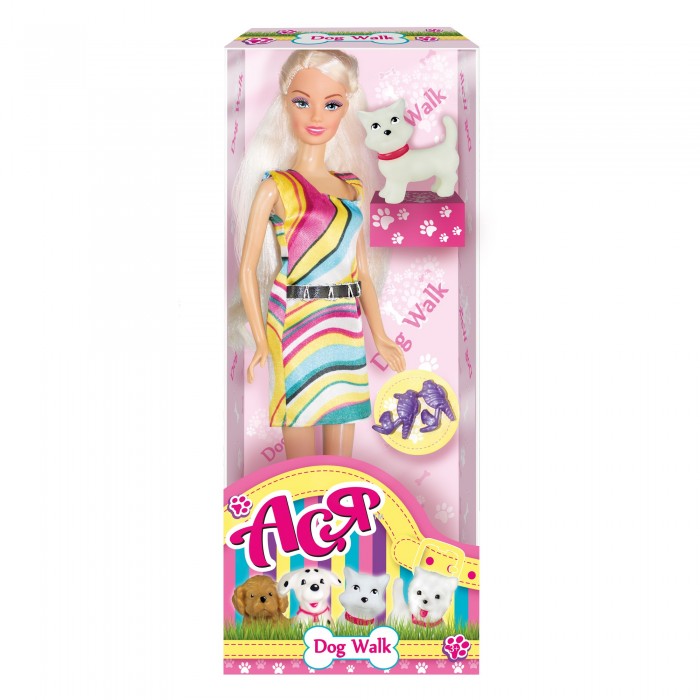 Куклы и одежда для кукол Toys Lab Кукла Ася Блондинка в ярком платье Прогулка с щенком куклы и одежда для кукол toys lab кукла ася блондинка джинсовый стиль