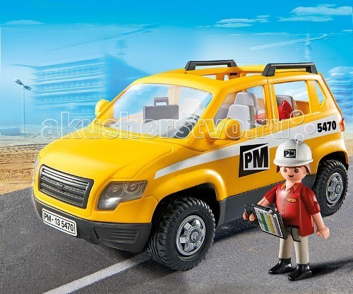 Конструктор Playmobil Стройка: Автомобиль начальника участкаСтройка: Автомобиль начальника участка Конструктор Playmobil Стройка: Автомобиль начальника участкаСтройка: Автомобиль начальника участкаСтройка: Автомобиль начальника участка – набор, предназначенный для сюжетных игр. На стройку приехал начальник, он выходит из своего автомобиля и отдает рабочим инструменты. В машину помещается 4 человека. На переднем сидении лежит ноутбук и портфель. На голове руководителя стройки надет шлем, а в руках у него план строительства. У большого автомобиля открывается задняя дверка, сидения можно убрать, а на их место можно устанавливать модель р/у. Крыша машины также открывается. Игровые наборы Playmobil можно использовать как простую машинку или совмещать со строительной площадкой, подвозить на ней разные инструменты. На автомобиле впереди есть номер, по бокам находится реклама компании. Начальник может взять в руки рацию и разговаривать с рабочими. В конструкторы входят машинка и фигурка руководителя стройки, портфель, ноутбук, коробка, буфер обмена, радио, шлем, факел и рация. Ребенок может собрать все необходимое в машину, посадить руководителя за руль и отправиться на строительный объект. Здесь начальник пройдет по всем участкам, отдаст указания и проверит выполнение поставленных задач и правильность следования установленному плану. Набор от Playmobil учит ребенка быть собранным и сосредоточенным, любознательным и внимательным. Продукция сертифицирована, экологически безопасна для ребенка, использованные красители не токсичны и гипоаллергенны.<br>
