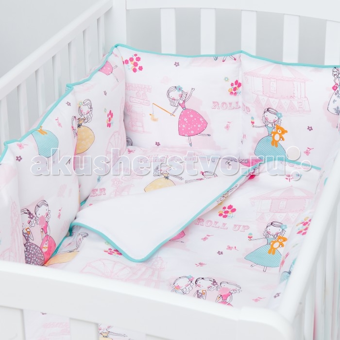 

Комплект в кроватку Fluffymoon Sweet Princess бортики-подушки (4 предмета)