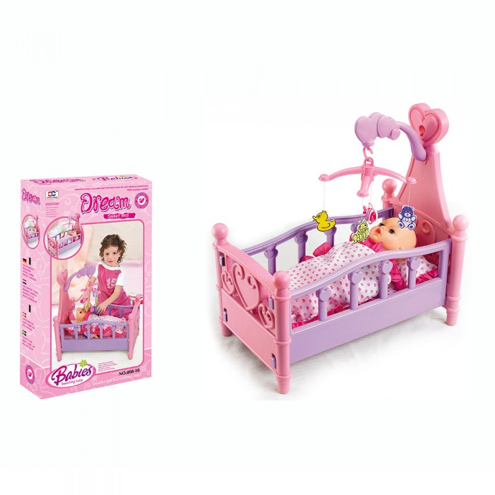 фото Кроватка для куклы Xiong Cheng Игровой набор с мобилем с игрушками