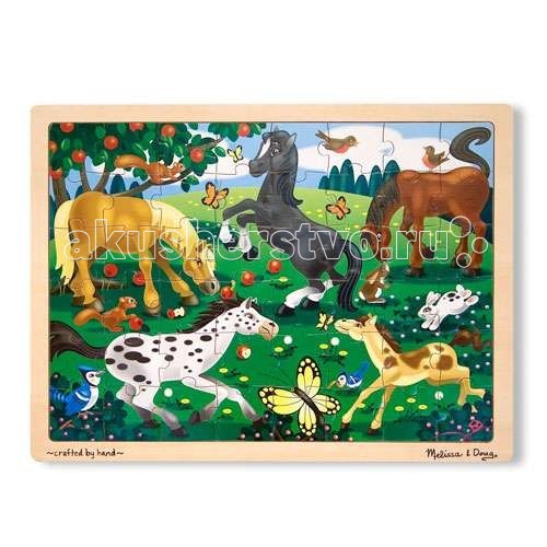 фото Деревянная игрушка melissa & doug мои первые пазлы резвые лошади